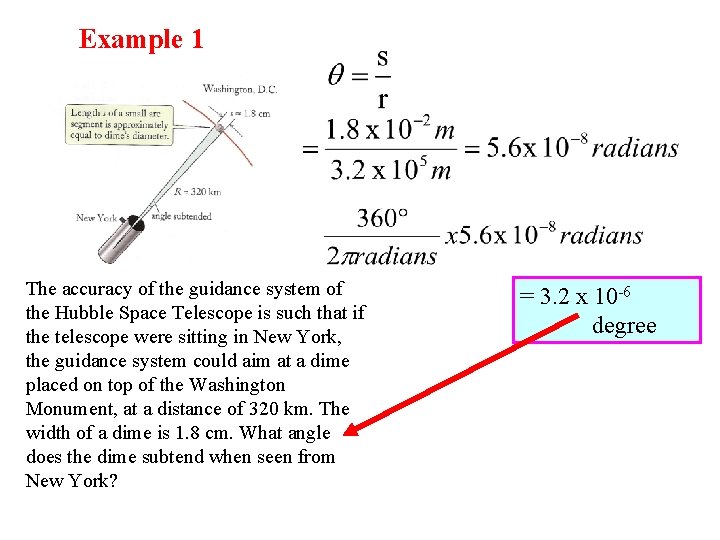 Example 1 The accuracy of the guidance system of the Hubble Space Telescope is