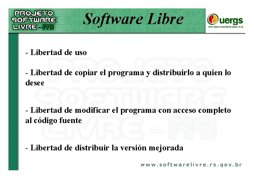 Software Libre - Libertad de uso - Libertad de copiar el programa y distribuirlo