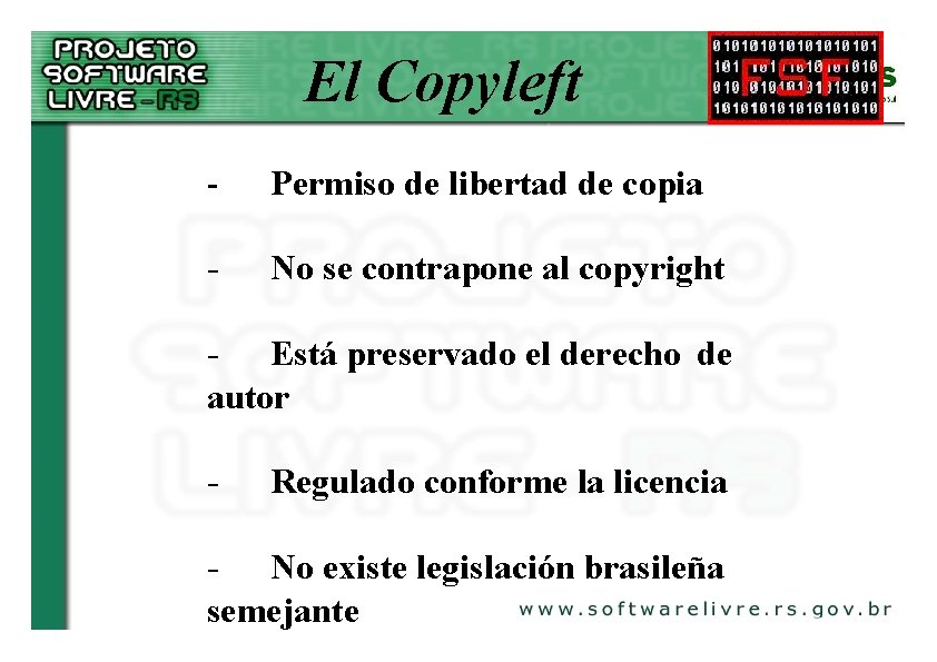 El Copyleft - Permiso de libertad de copia - No se contrapone al copyright