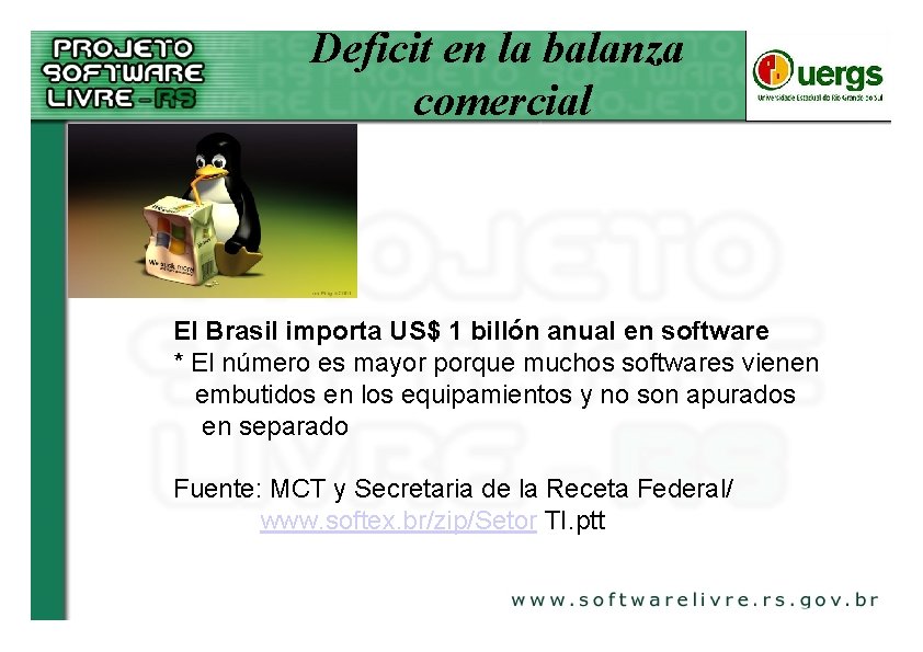 Deficit en la balanza comercial El Brasil importa US$ 1 billón anual en software