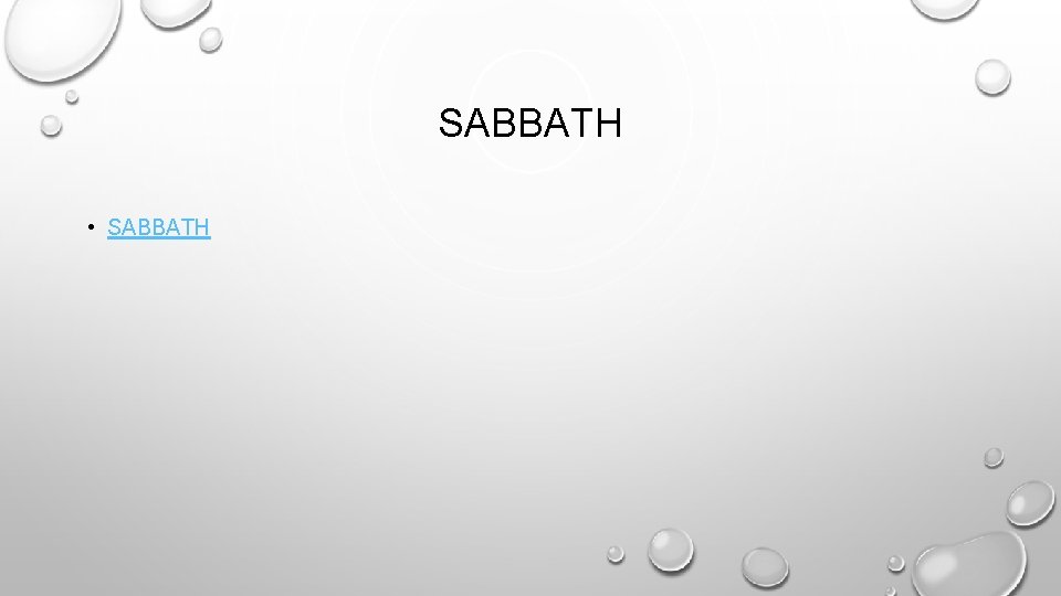 SABBATH • SABBATH 