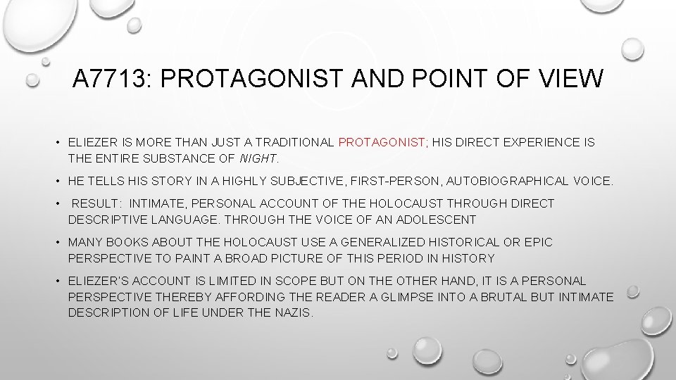 A 7713: PROTAGONIST AND POINT OF VIEW • ELIEZER IS MORE THAN JUST A