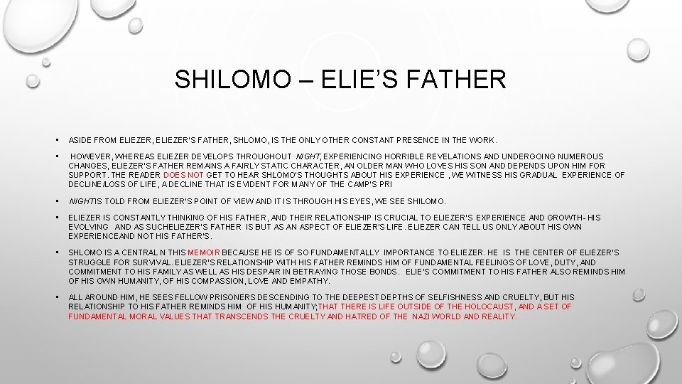 SHILOMO – ELIE’S FATHER • ASIDE FROM ELIEZER, ELIEZER’S FATHER, SHLOMO, IS THE ONLY