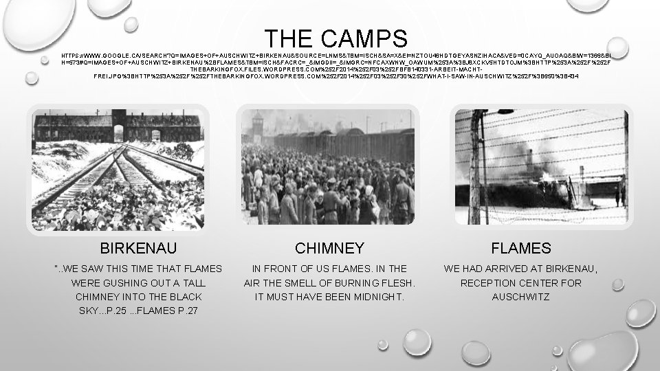 THE CAMPS HTTPS: //WWW. GOOGLE. CA/SEARCH? Q=IMAGES+OF+AUSCHWITZ+BIRKENAU&SOURCE=LNMS&TBM=ISCH&SA=X&EI=NZTOU 46 HDTGEYASNZIHACA&VED=0 CAYQ_AUOAQ&BIW=1366&BI H=573#Q=IMAGES+OF+AUSCHWITZ+BIRKENAU%2 BFLAMES&TBM=ISCH&FACRC=_&IMGDII=_&IMGRC=NFCAXWNW_OAWUM%253 A%3 BJ