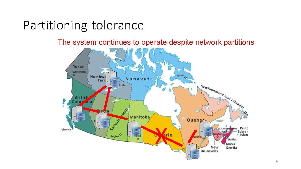 Partitioning-tolerance The system continues to operate despite network partitions X 6 