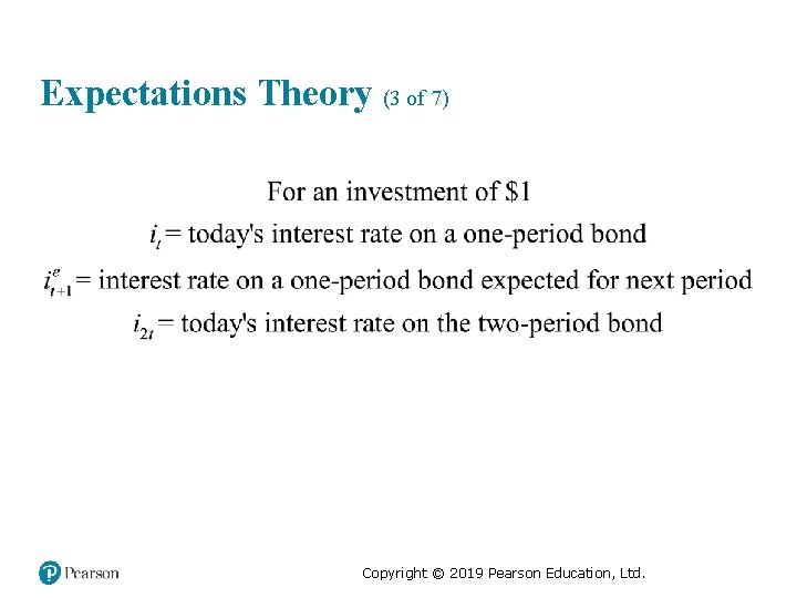 Expectations Theory (3 of 7) Copyright © 2019 Pearson Education, Ltd. 