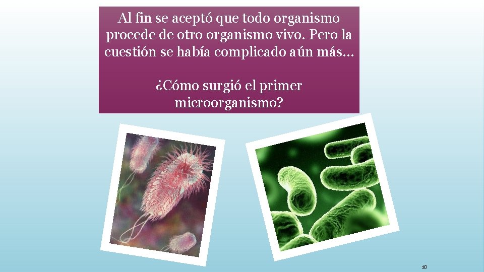 Al fin se aceptó que todo organismo procede de otro organismo vivo. Pero la