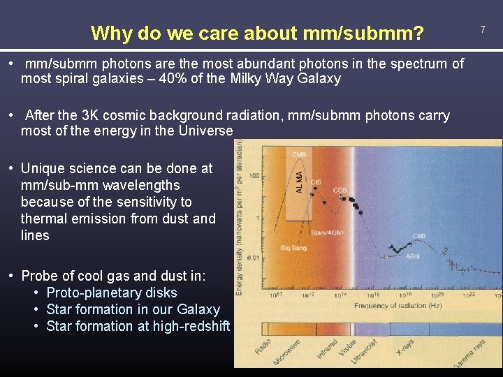 Why do we care about mm/submm? • mm/submm photons are the most abundant photons