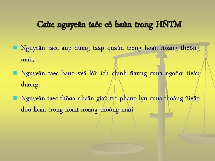 Caùc nguyeân taéc cô baûn trong HÑTM n n n Nguyeân taéc aùp duïng