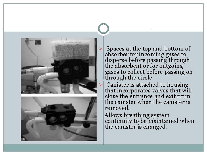 Ø Spaces at the top and bottom of absorber for incoming gases to disperse