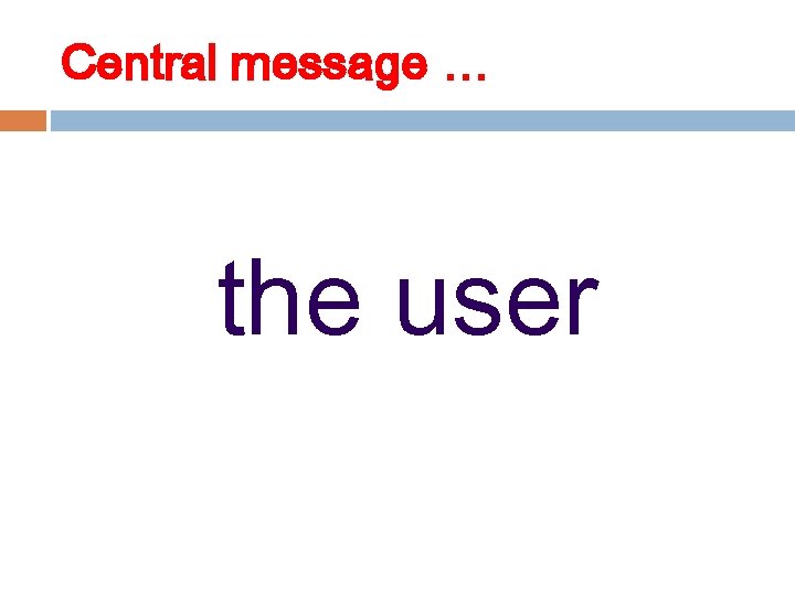 Central message … the user 