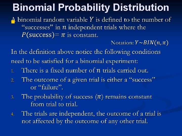 Binomial Probability Distribution n 