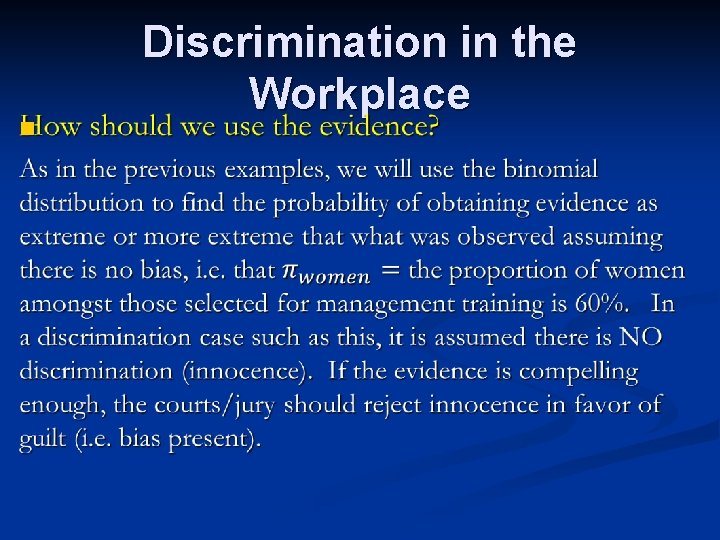 n Discrimination in the Workplace 