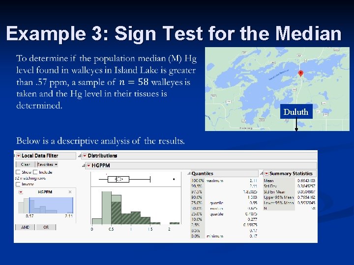 Example 3: Sign Test for the Median Duluth 