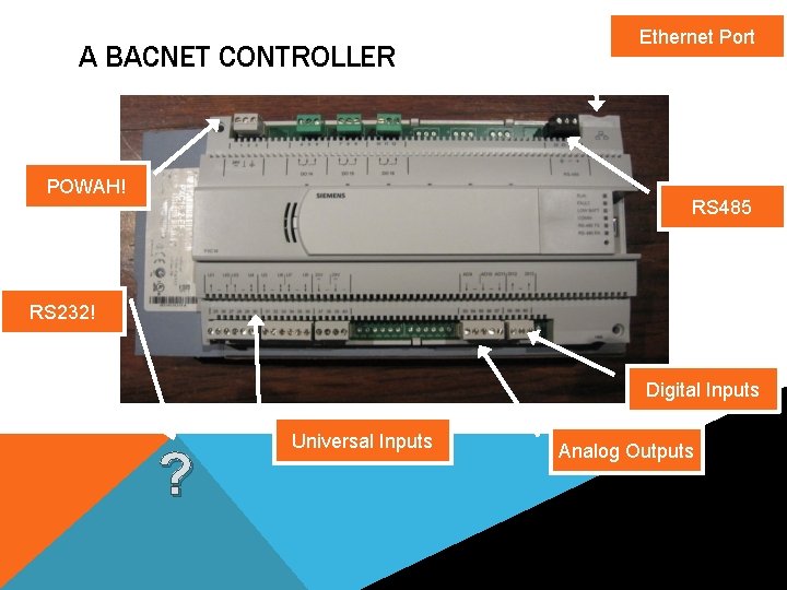 A BACNET CONTROLLER POWAH! Ethernet Port RS 485 RS 232! Digital Inputs ? Universal