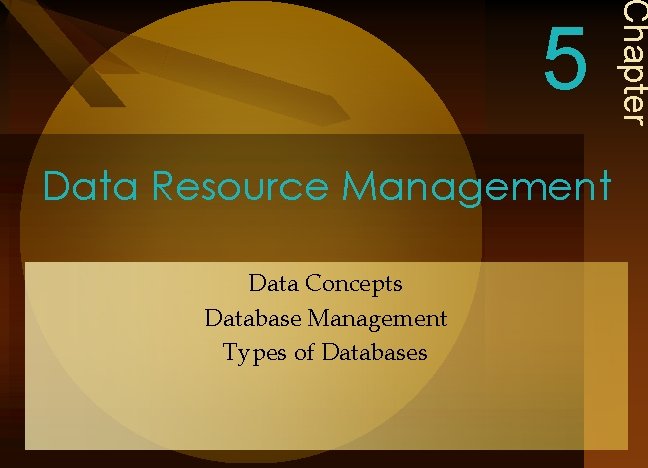 Data Resource Management Data Concepts Database Management Types of Databases Chapter 5 