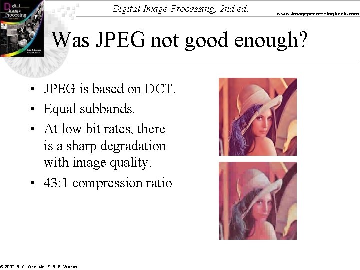 Digital Image Processing, 2 nd ed. www. imageprocessingbook. com Was JPEG not good enough?