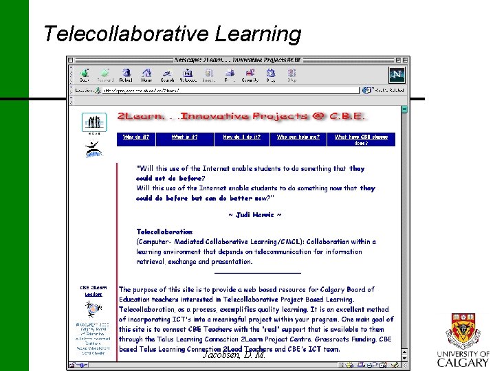 Telecollaborative Learning Jacobsen, D. M. 