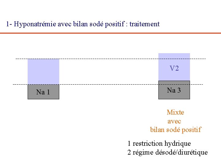 1 - Hyponatrémie avec bilan sodé positif : traitement V 2 Na 1 Na