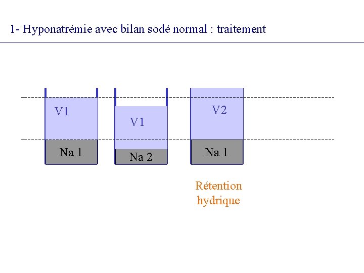 1 - Hyponatrémie avec bilan sodé normal : traitement V 1 Na 1 V