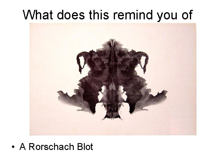 What does this remind you of • A Rorschach Blot 