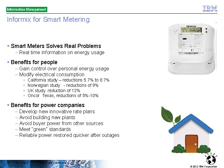 Informix for Smart Metering § Smart Meters Solves Real Problems – Real time information