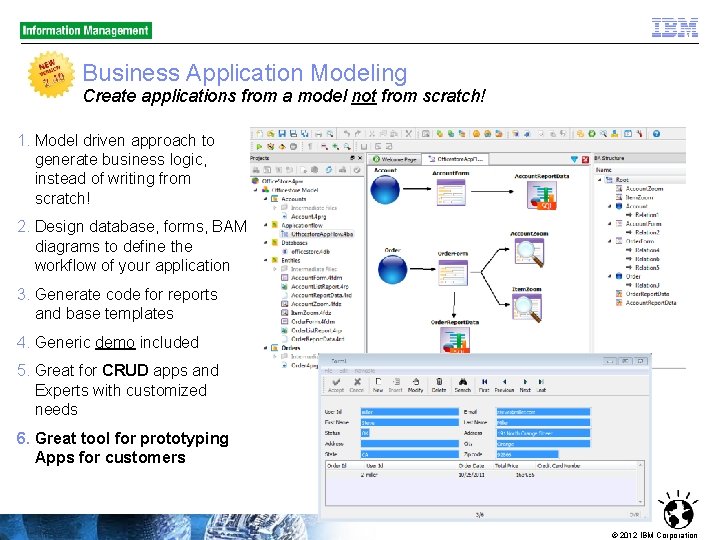 Business Application Modeling Create applications from a model not from scratch! 1. Model driven