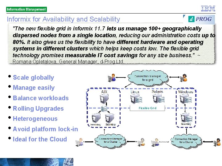 Informix for Availability and Scalability "The new flexible grid in Informix 11. 7 lets