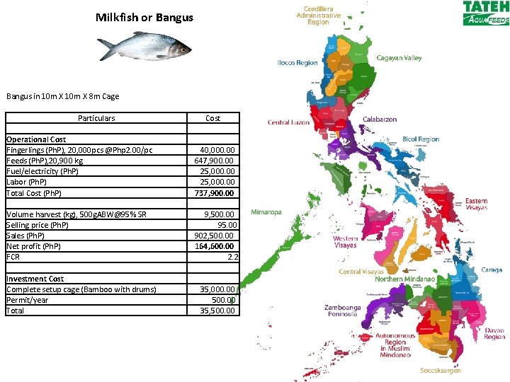 Milkfish or Bangus in 10 m X 8 m Cage Particulars Cost Operational Cost
