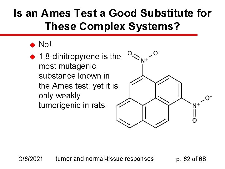 Is an Ames Test a Good Substitute for These Complex Systems? u u No!