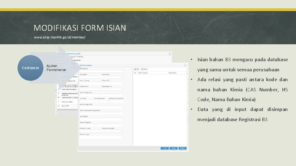 MODIFIKASI FORM ISIAN www. ptsp. menlhk. go. id/member/ • Isian bahan B 3 mengacu