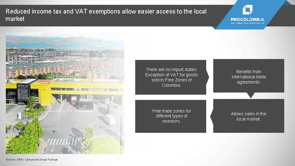 Reduced income tax and VAT exemptions allow easier access to the local market Source: