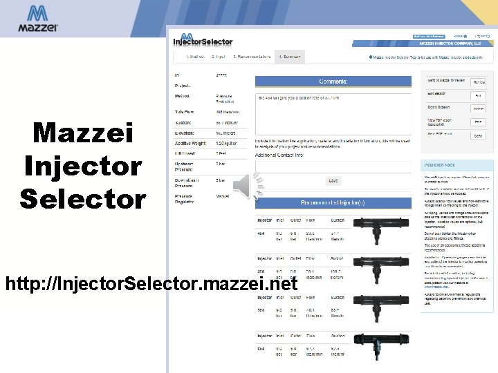 Mazzei Injector Selector http: //Injector. Selector. mazzei. net 