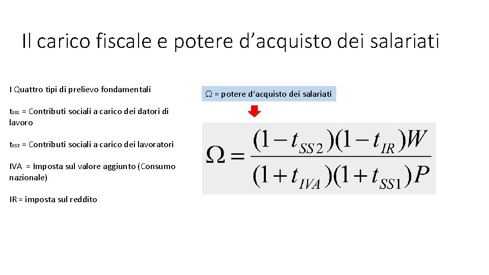 Il carico fiscale e potere d’acquisto dei salariati I Quattro tipi di prelievo fondamentali