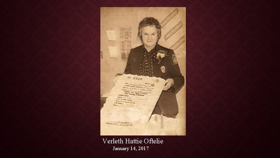 Verleth Hattie Oftelie January 14, 2017 