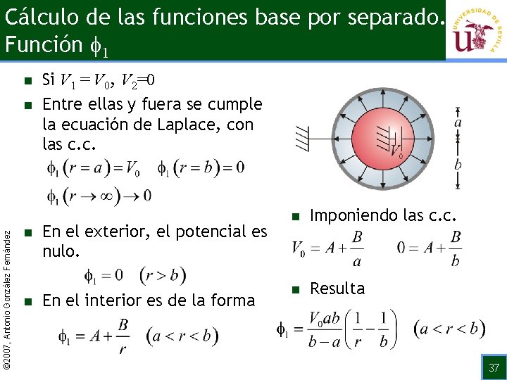 Cálculo de las funciones base por separado. Función 1 n © 2007, Antonio González