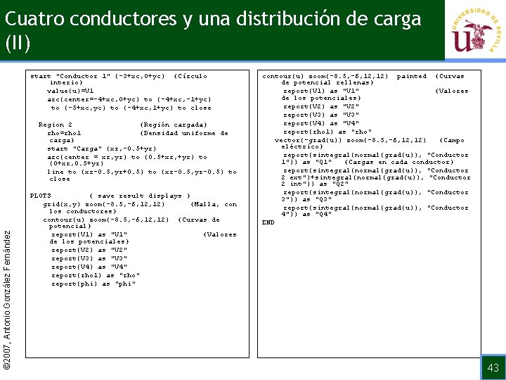 Cuatro conductores y una distribución de carga (II) start "Conductor 1" (-3+xc, 0+yc) {Círculo