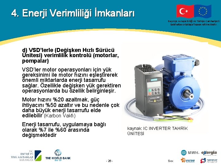 4. Enerji Verimliliği İmkanları Bu proje Avrupa Birliği ve Türkiye Cumhuriyeti tarafından ortaklaşa finanse
