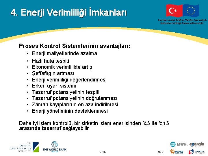 4. Enerji Verimliliği İmkanları Bu proje Avrupa Birliği ve Türkiye Cumhuriyeti tarafından ortaklaşa finanse