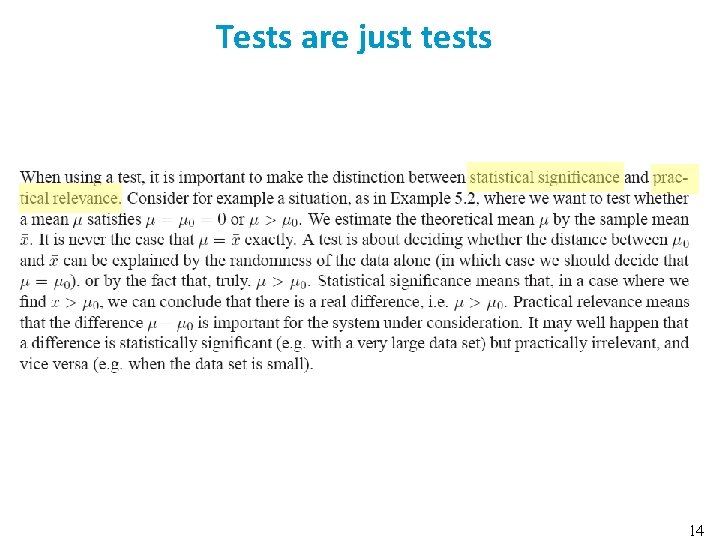 Tests are just tests 14 
