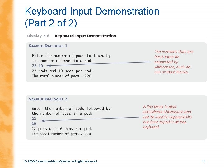 Keyboard Input Demonstration (Part 2 of 2) © 2006 Pearson Addison-Wesley. All rights reserved