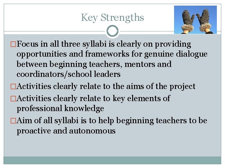 Key Strengths �Focus in all three syllabi is clearly on providing opportunities and frameworks