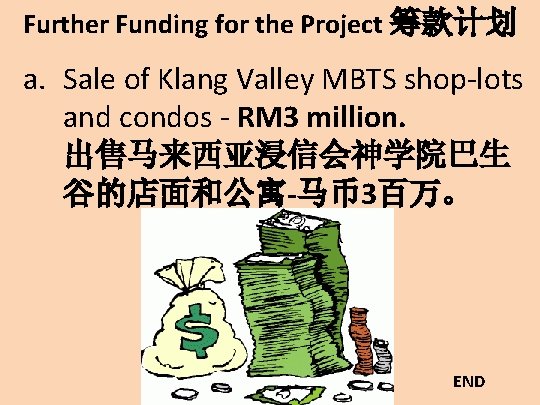 Further Funding for the Project 筹款计划 a. Sale of Klang Valley MBTS shop-lots and