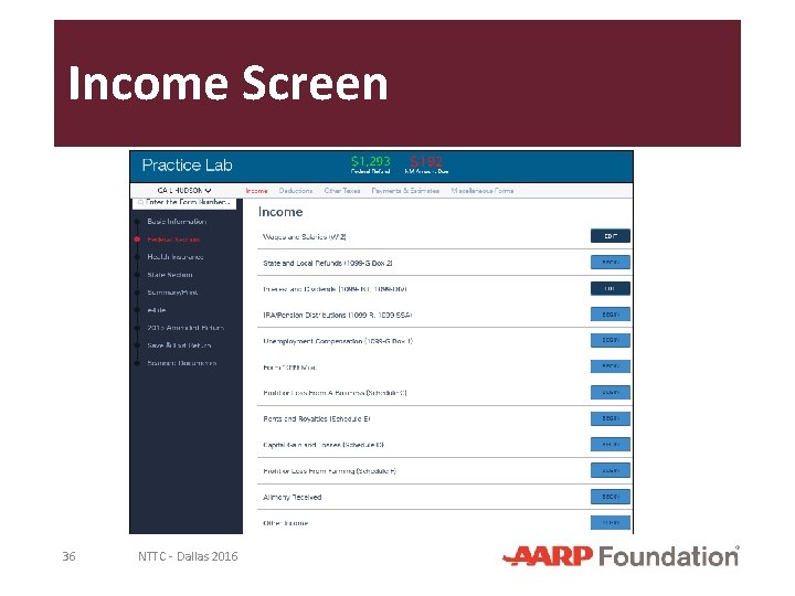 Income Screen 36 NTTC - Dallas 2016 