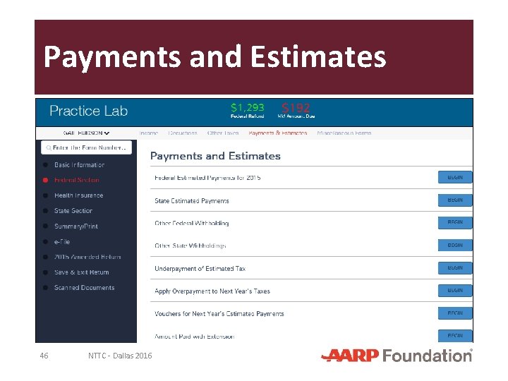 Payments and Estimates 46 NTTC - Dallas 2016 