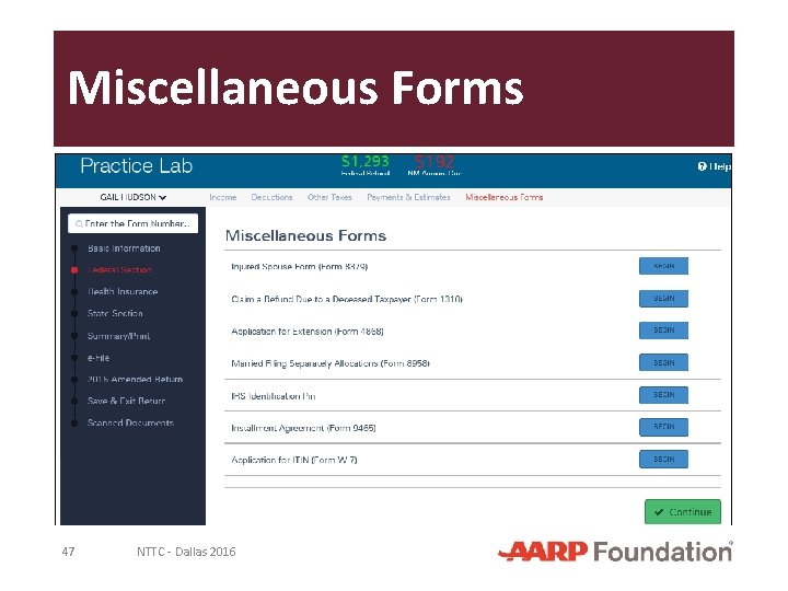 Miscellaneous Forms 47 NTTC - Dallas 2016 
