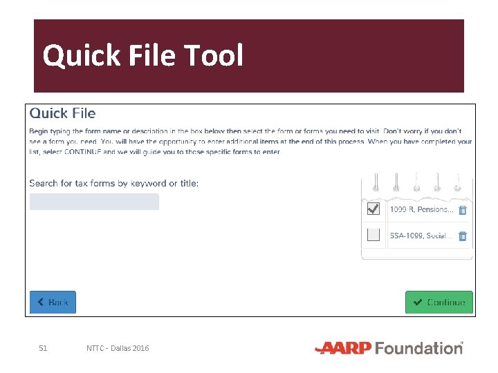 Quick File Tool 51 NTTC - Dallas 2016 