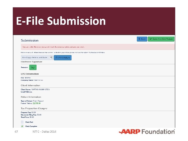 E-File Submission 67 NTTC - Dallas 2016 