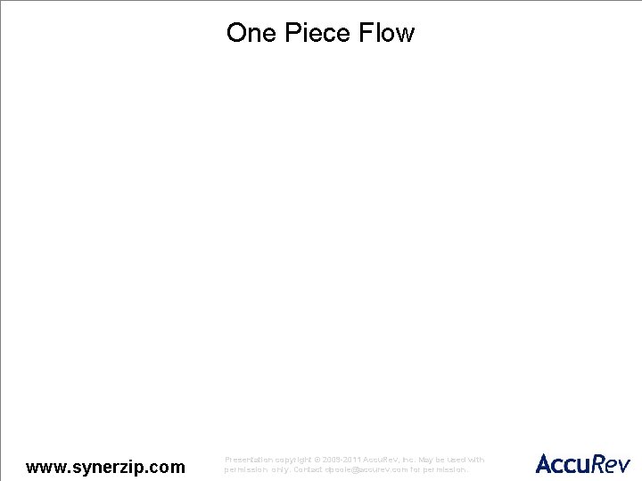 One Piece Flow D C S ID T WT T www. synerzip. com Developer