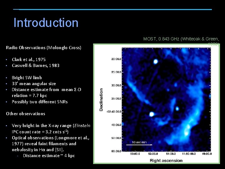 Introduction Radio Observations (Molonglo Cross) • • • Clark et al. , 1975 Caswell